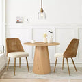 Ensemble table à manger ronde pour 2, Table piédestal moderne de 89 cm et chaises de salle à manger rembourrées avec dossiers en rotin, parfait pour les petits espaces de salle à manger-Panipeachy