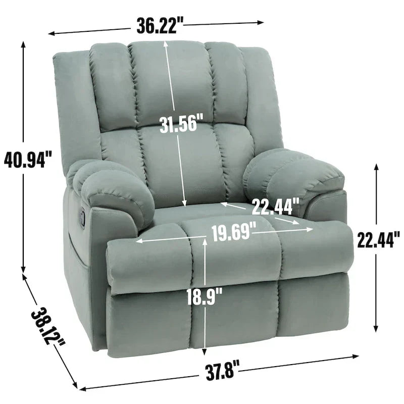 Fauteuil inclinable pivotant et à bascule en tissu Lazy Boy, grand fauteuil berçant manuel rembourré à l’excès avec accoudoirs à coussinet et dossier rembourré