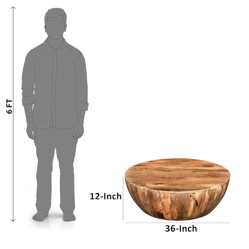 Table Basse Arthur En Bois De Mangue, Forme Ronde, Marron Foncé