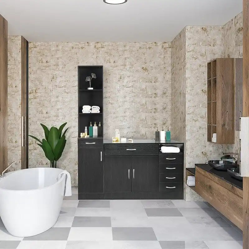 Meuble haut de salle de bain mural noir
