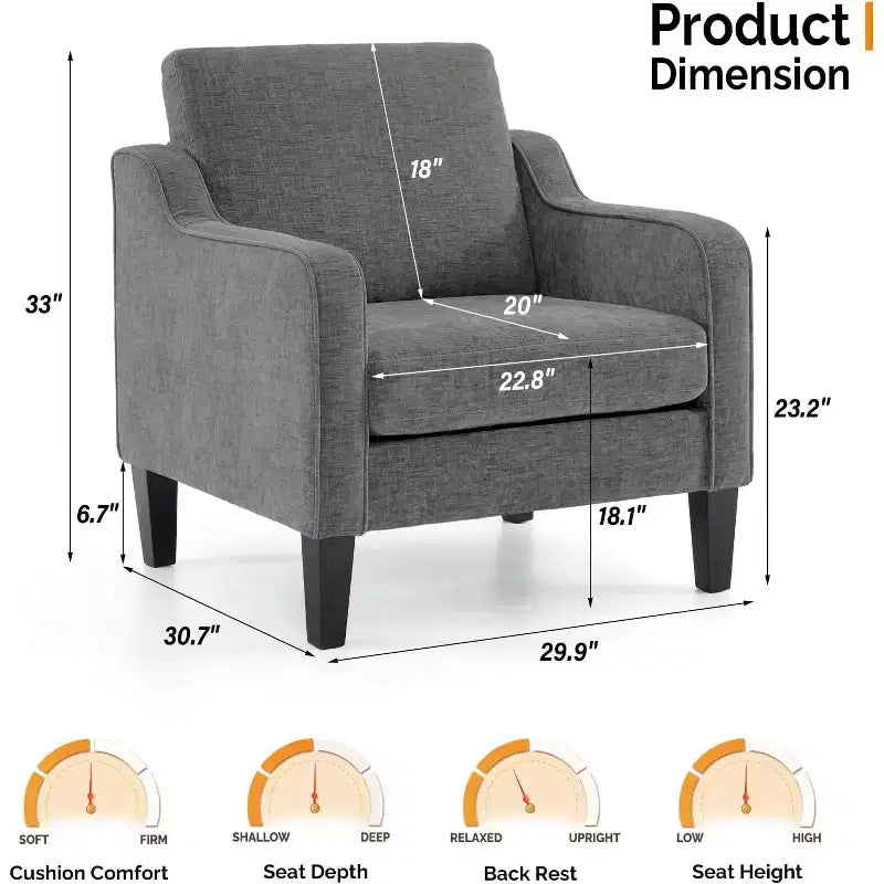 Fauteuil d'appoint pour salon, fauteuil de lecture, fauteuil de style scandinave