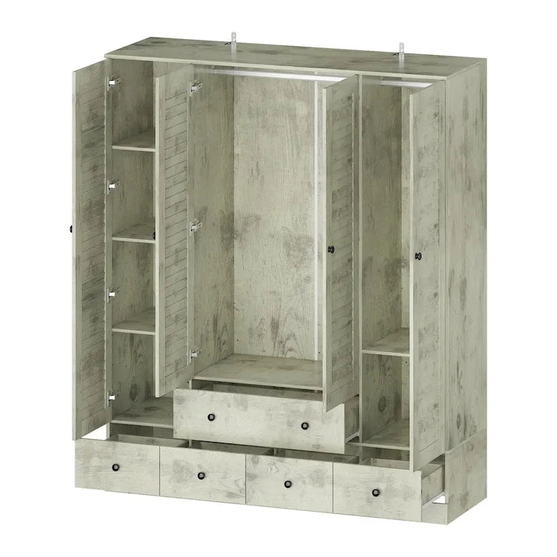 Armoire-penderie autoportante 59 po de large, grand format, blanche