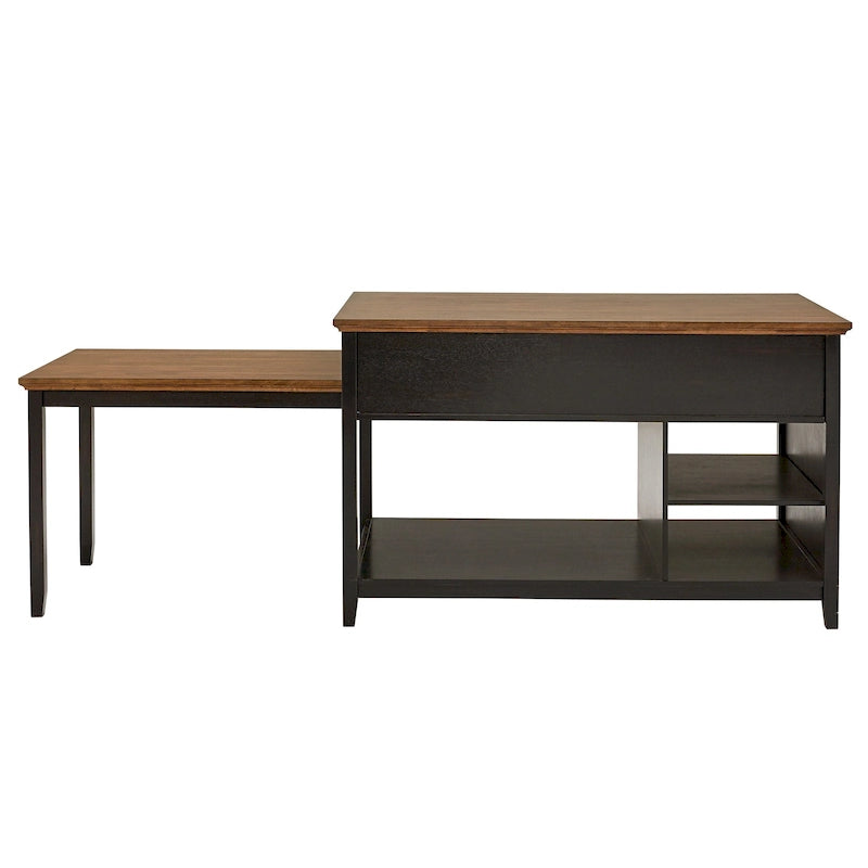 Îlot de cuisine extensible Eleanor bicolore avec finition antique et 3 tiroirs par iNSPIRE Q Classic