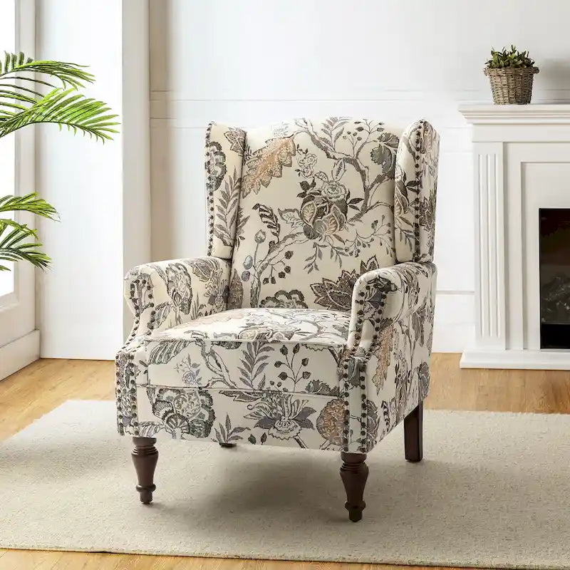 Fauteuil traditionnel à oreilles Gott avec pieds en bois massif par HULALA HOME