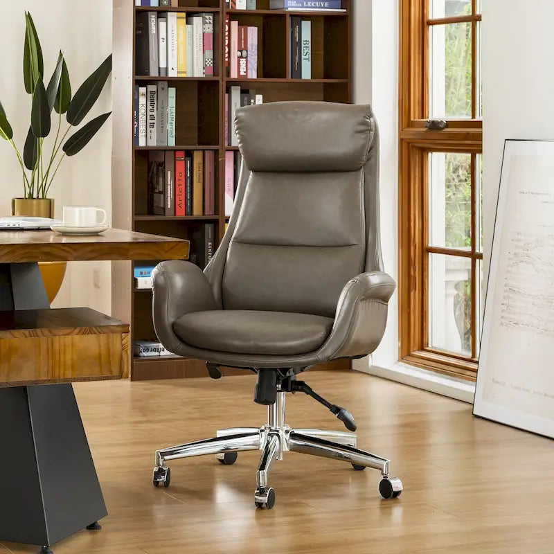 Fauteuil de bureau pivotant réglable en similicuir Glitzhome Mid-century 48 pouces