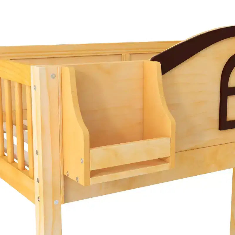 Lit superposé deux places et une place avec toboggan, étagères, escalier de rangement et armoire pour chambre d'enfant