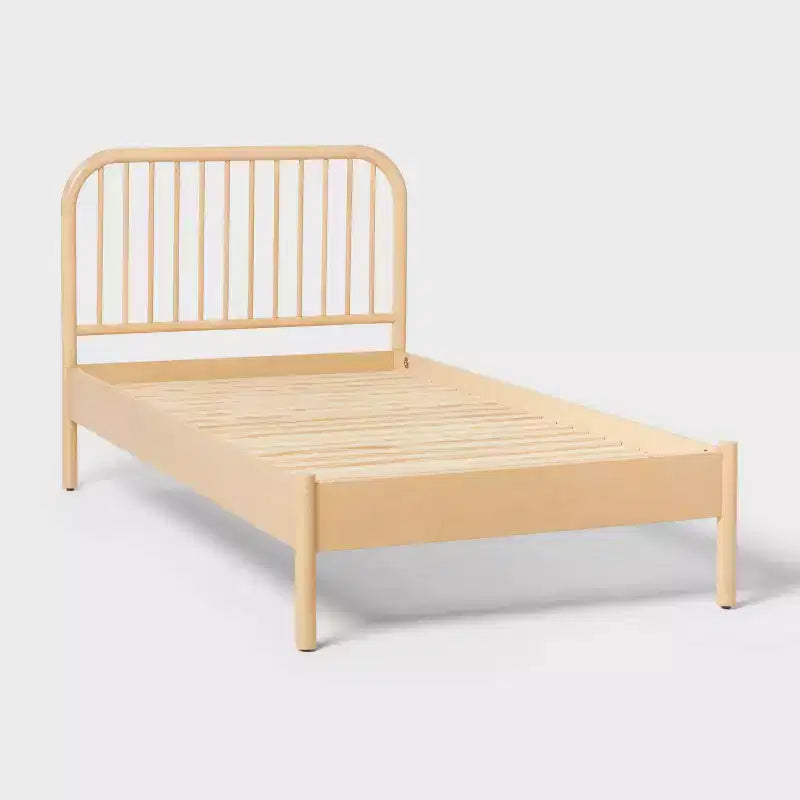 Lit plateforme double en bois naturel, cadre en hévéa pour enfants