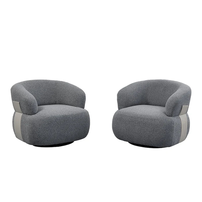 Fauteuil moderne Kieon 33W 360 pivotant en forme de tonneau - Lot de 2