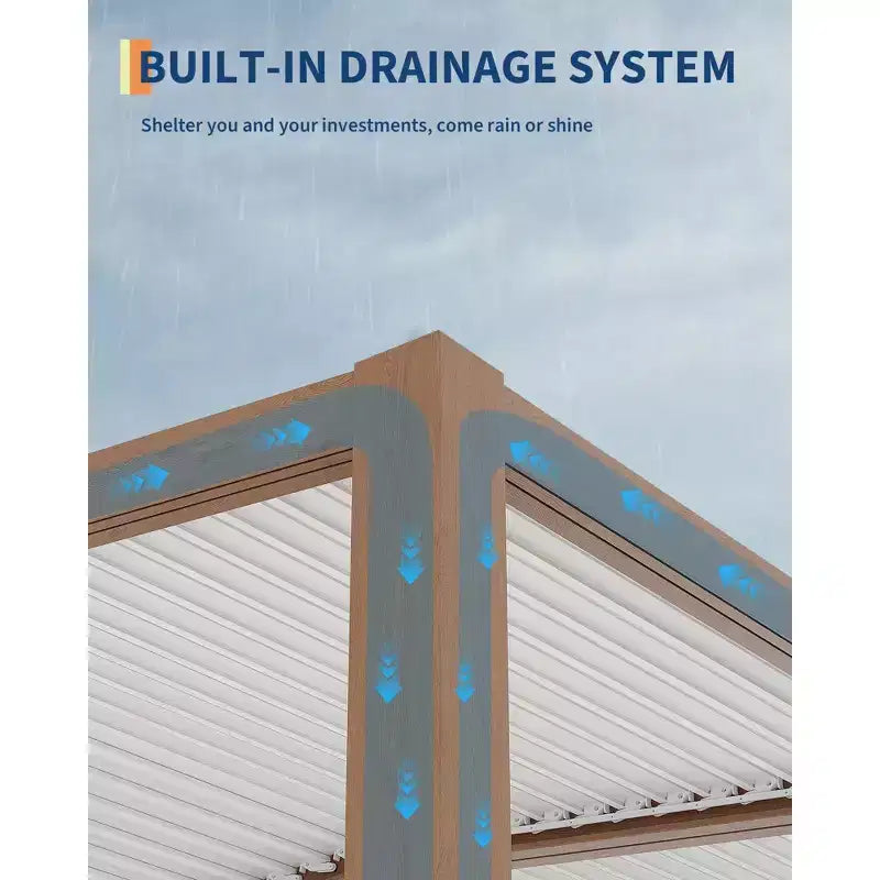 Pergola d'extérieur 11x13 avec toit à persiennes réglables, cadre en aluminium renforcé, gazebo d'extérieur pour terrasse, patio, jardin ou arrière-cour