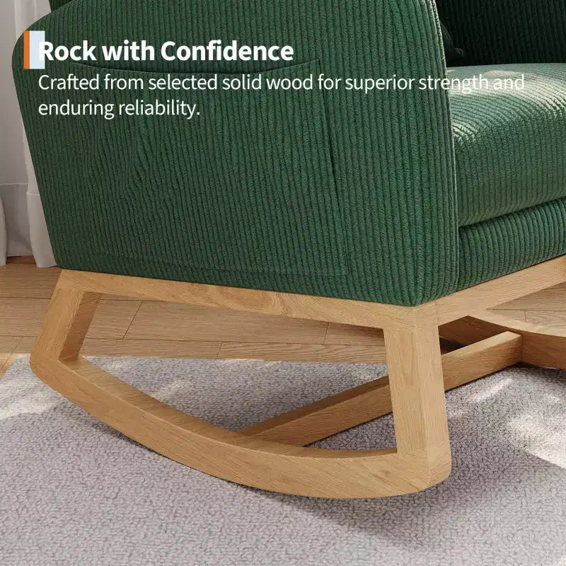 Fauteuil à bascule moderne avec oreiller et poches latérales, pour salon, chambre à coucher