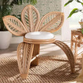 Chaise d'appoint en rotin naturel Gresham bali & pari, Blanc/Marron naturel : Fabriquée à la main, coussin en mousse, aucun assemblage requis