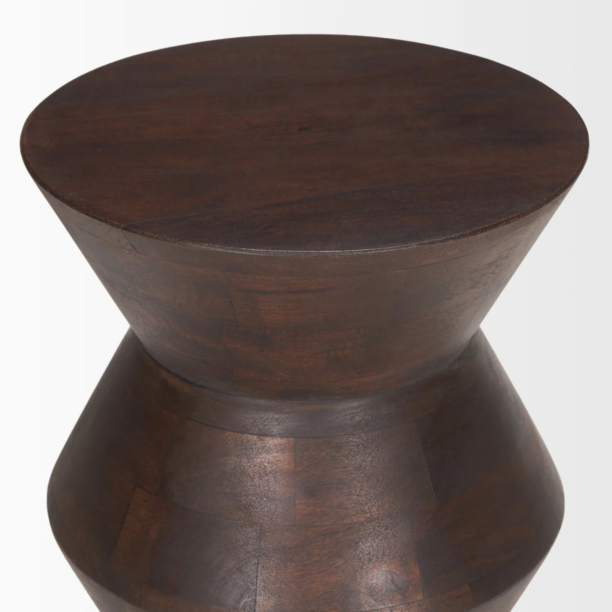 Table d'appoint bohème en manguier avec motifs géométriques | Brun foncé