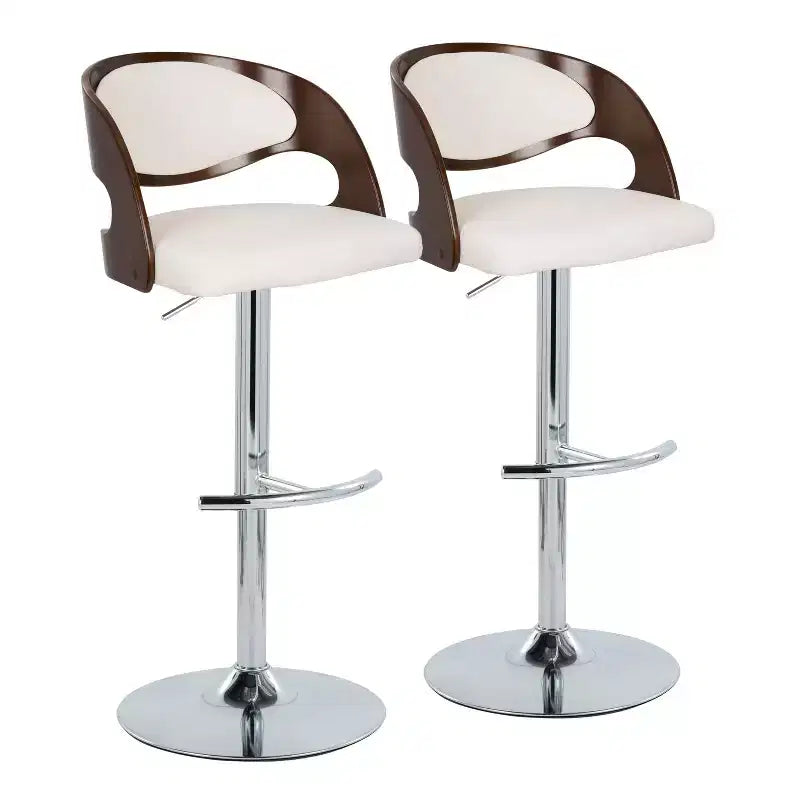 Lot de 2 tabourets de bar réglables pivotants Pino, style Mid-Century Modern - Lumisource