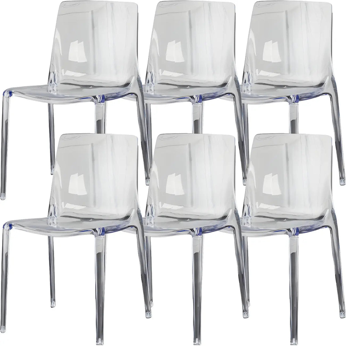 Chaise de salle à manger sans accoudoirs à dossier bas en acrylique ambre