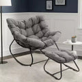 Fauteuil à bascule Heynemo pour patio avec ottoman, fauteuil à bascule œuf intérieur/extérieur avec coussins, fauteuil de salon en métal, fauteuil papasan surdimensionné, fauteuil de lecture