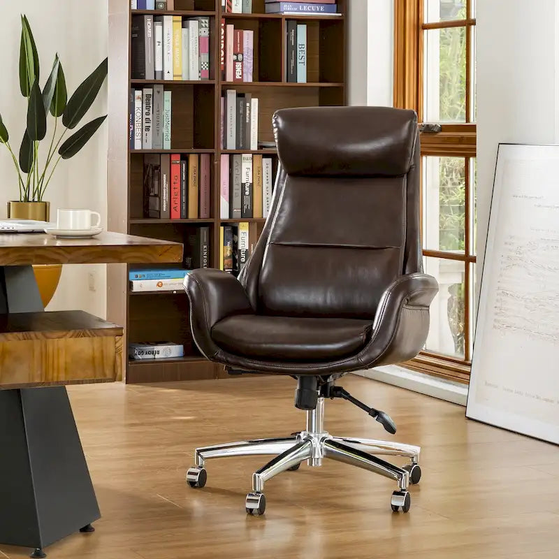 Fauteuil de bureau pivotant réglable en similicuir Glitzhome Mid-century 48 pouces