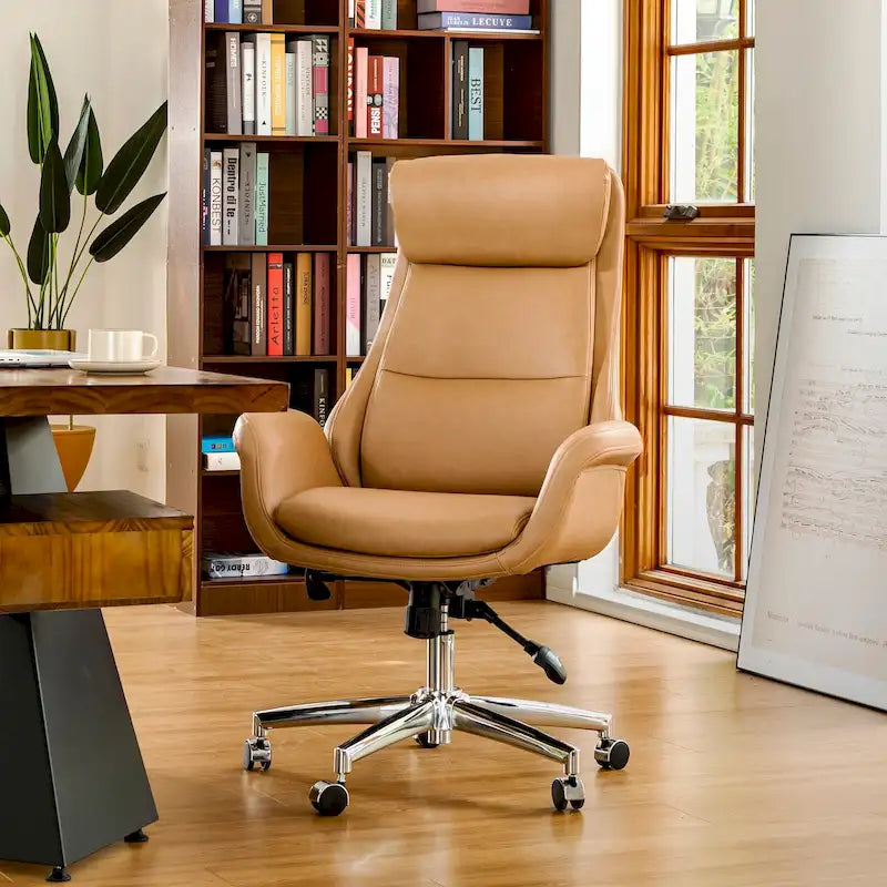 Fauteuil de bureau pivotant réglable en similicuir Glitzhome Mid-century 48 pouces