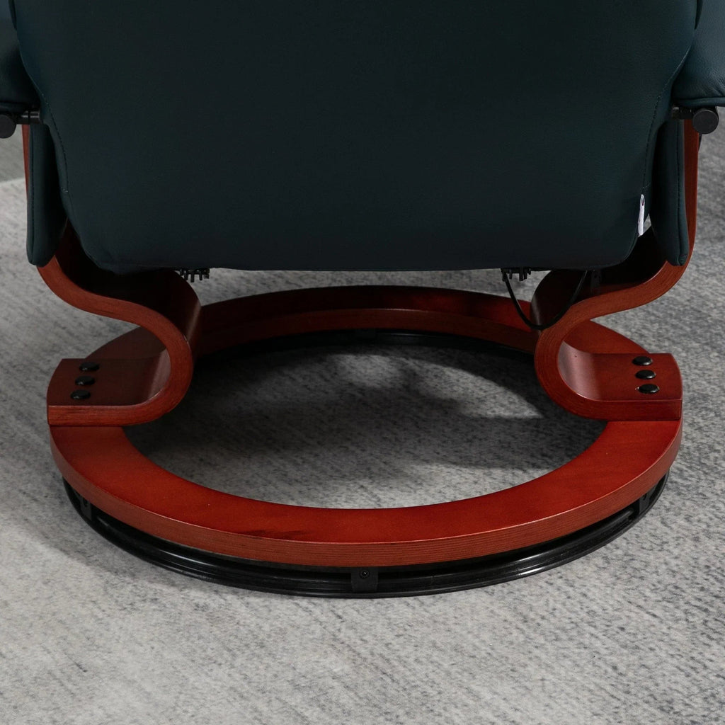 Fauteuil inclinable HomCom en similicuir avec base pivotante manuelle réglable et repose-pieds confortable et relaxant