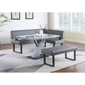 Ensemble de salle à manger Lillian 3 pièces gris brillant Somette avec table, coin repas et banc