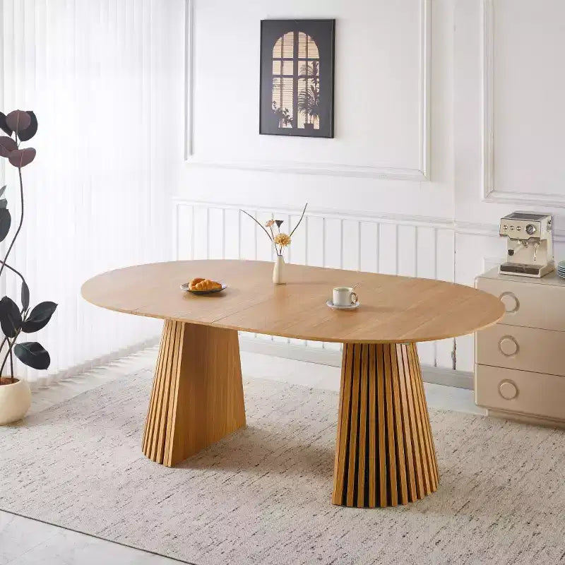 Table à manger extensible 3 positions moderne, table piédestal ronde de 46 po convertible en table à manger de 63 et 78,7 po pour salle à manger ou cuisine-Panipeachy