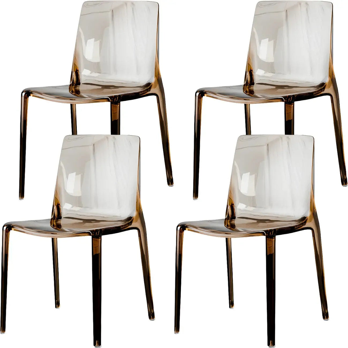 Chaise de salle à manger sans accoudoirs à dossier bas en acrylique ambre
