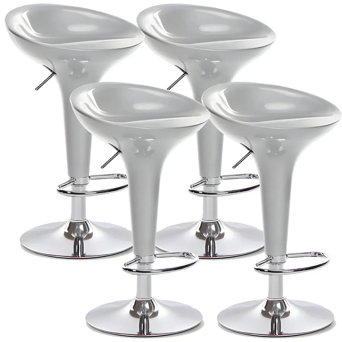 Tabouret de bar pivotant en plastique chromé réglable en hauteur
