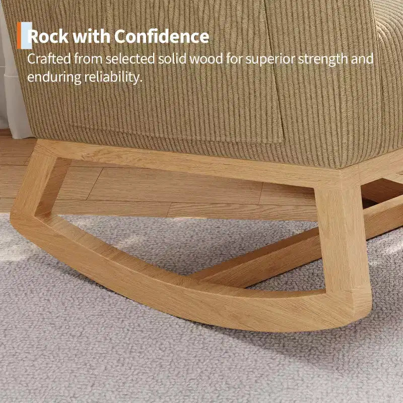 Fauteuil à bascule moderne avec oreiller et poches latérales, pour salon, chambre à coucher