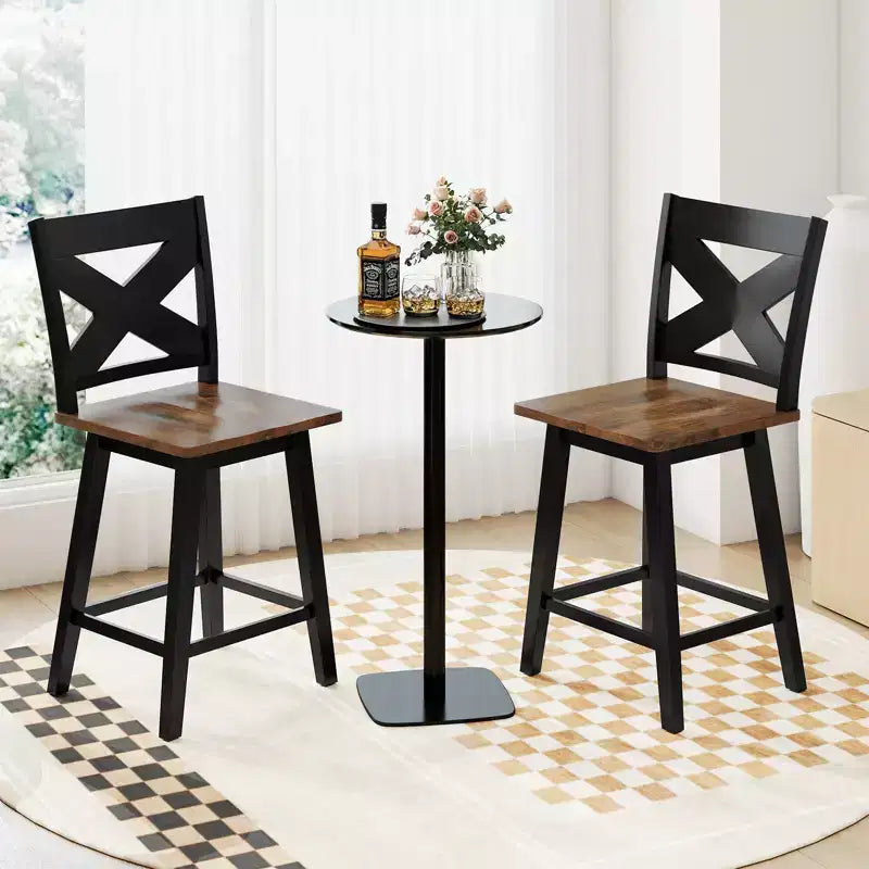Lot de 4 tabourets de bar pivotants Costway 24" avec dossier, large assise et repose-pieds pour îlot de cuisine