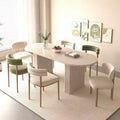 Table à manger extensible Okak 78IN pour 4-8 personnes, table de cuisine avec base à lattes en bois, table pliable pour salon, salle à manger