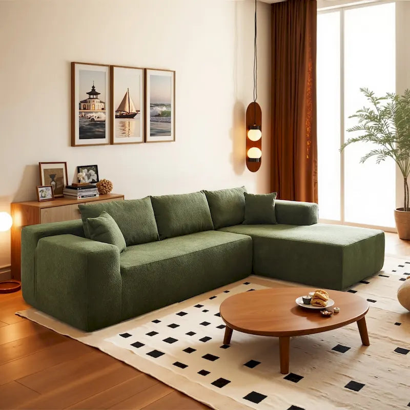 Canapé méridienne moderne rembourré avec coussins pour salon