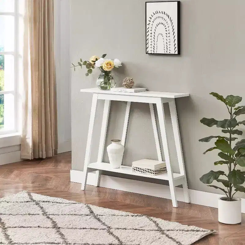 Kings Brand Furniture – Console étroite avec étagère de rangement pour couloir, entrée, vestibule, salon