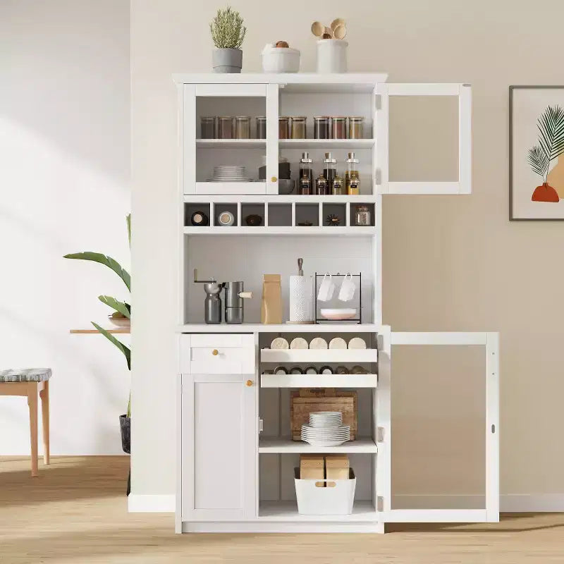 Armoire de cuisine haute (75 po) avec portes vitrées