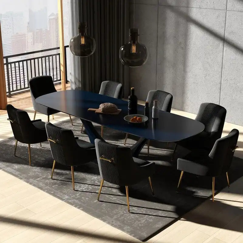SEYNAR Lot de 8 chaises de salle à manger modernes en velours glamour, chaise de coiffeuse capitonnée pour salon (sans table)