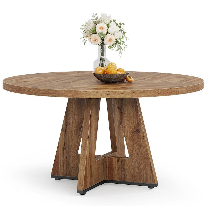 Table de salle à manger ronde de 47 pouces pour 4 personnes, table de ferme en bois pour cuisine, salle à manger et salon