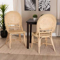 bali & pari Jelita Ensemble de 2 chaises de salle à manger modernes en rotin naturel bohème marron