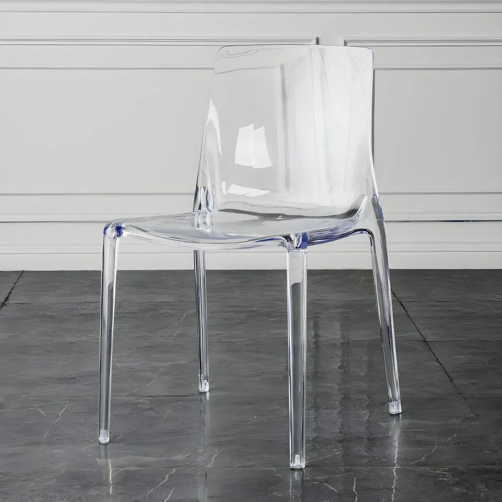 Chaise de salle à manger sans accoudoirs à dossier bas en acrylique ambre