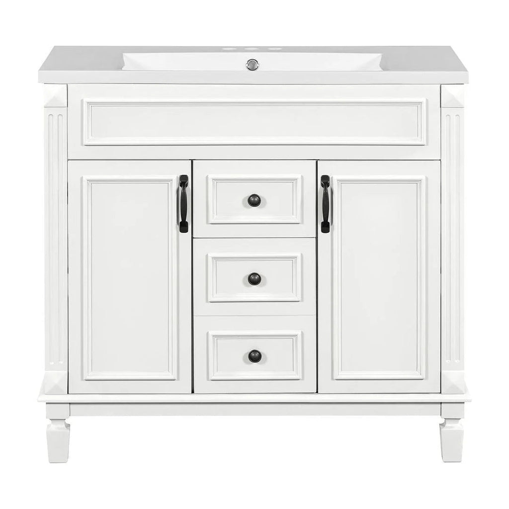 Meuble-lavabo moderne de 36 po avec vasque et armoire à miroir, 2 portes et 2 tiroirs
