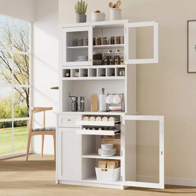 Armoire de cuisine haute (75 po) avec portes vitrées