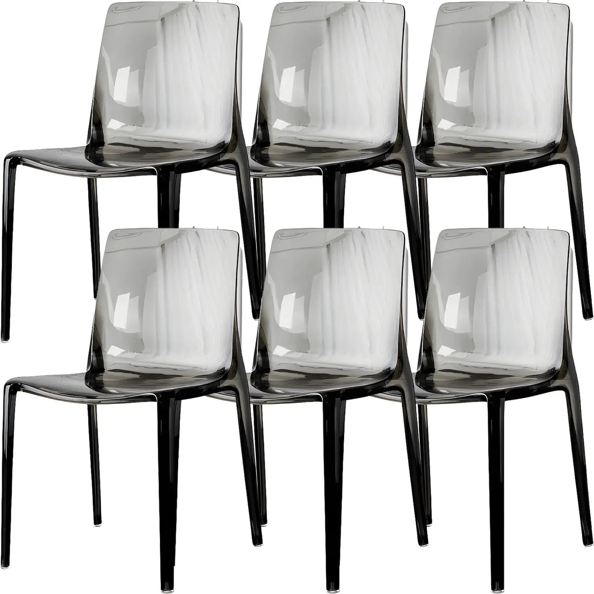 Chaise de salle à manger sans accoudoirs à dossier bas en acrylique ambre