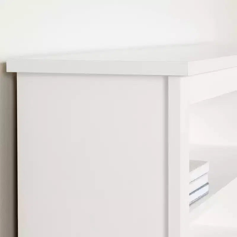 Tête de lit bibliothèque pour lit simple Vito Blanc pur - South Shore : Tête de lit moderne pour lit simple avec tablettes, panneaux de particules