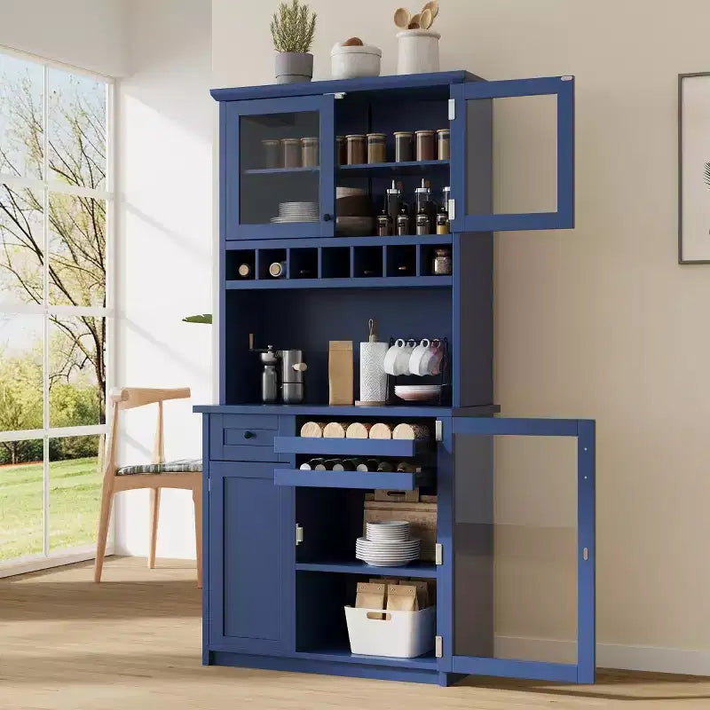 Armoire de cuisine haute (75 po) avec portes vitrées