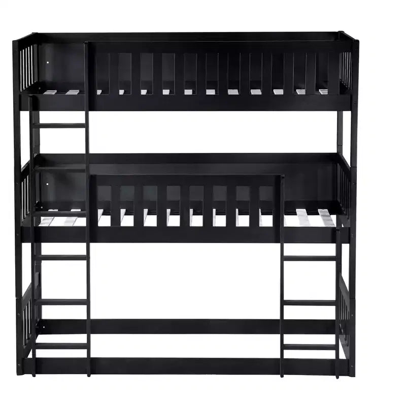 Lit superposé triple pour enfants, lit superposé trois places détachable avec échelle et barrière de sécurité, se sépare en 3 lits