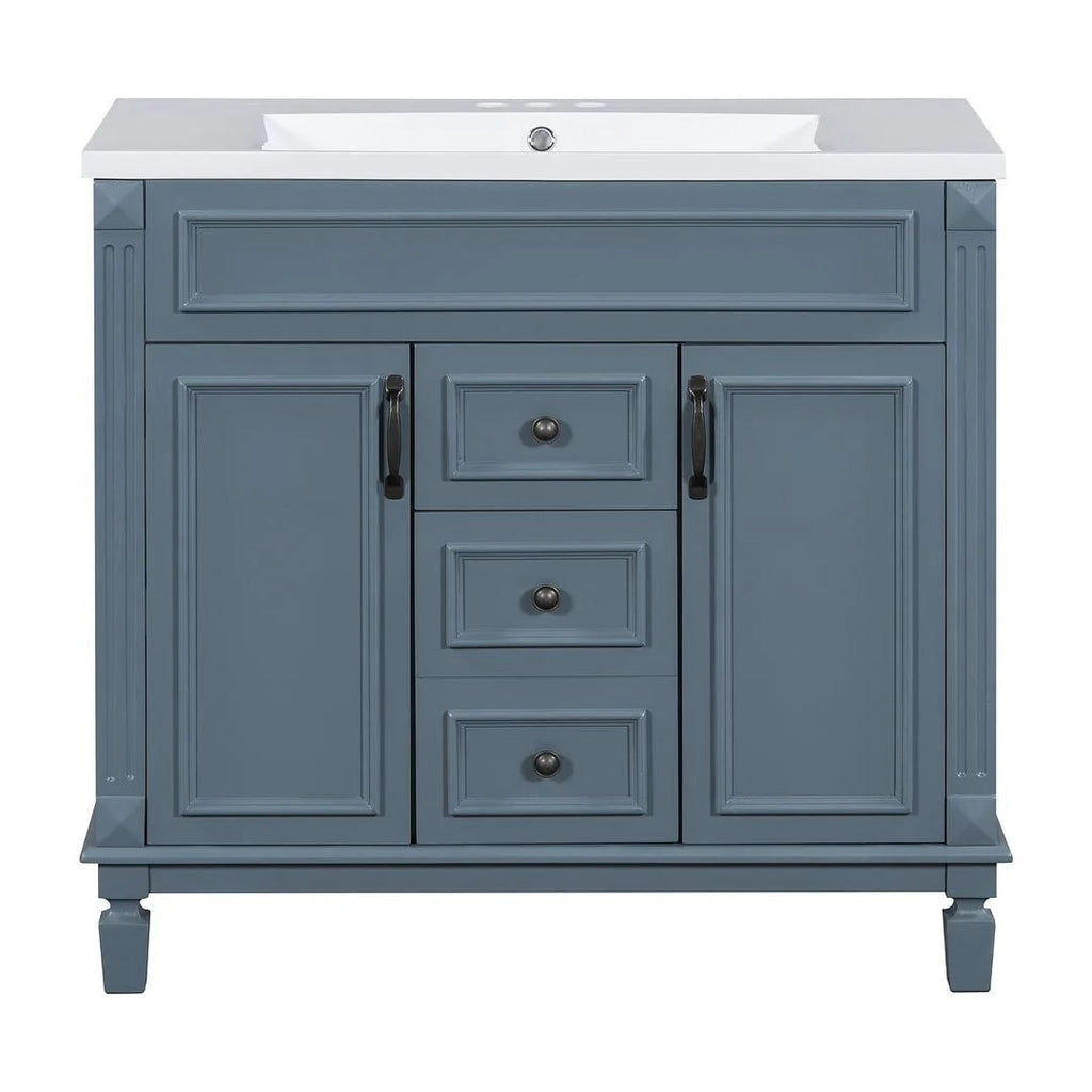 Meuble-lavabo moderne de 36 po avec vasque et armoire à miroir, 2 portes et 2 tiroirs