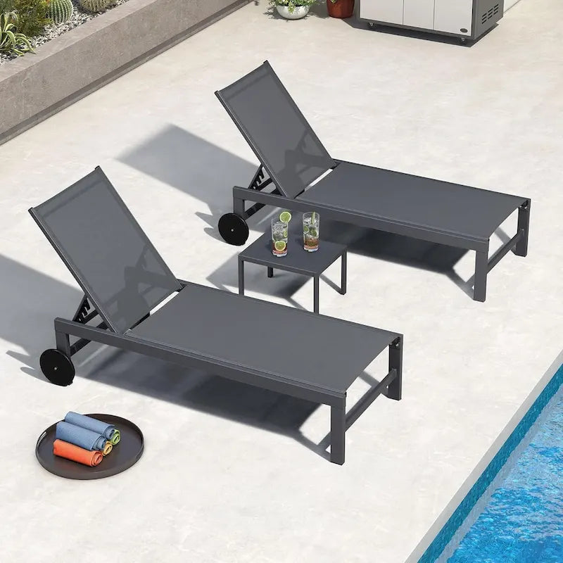 PURPLE LEAF Ensemble de 2 chaises longues de jardin, transats d'extérieur avec cadre en aluminium