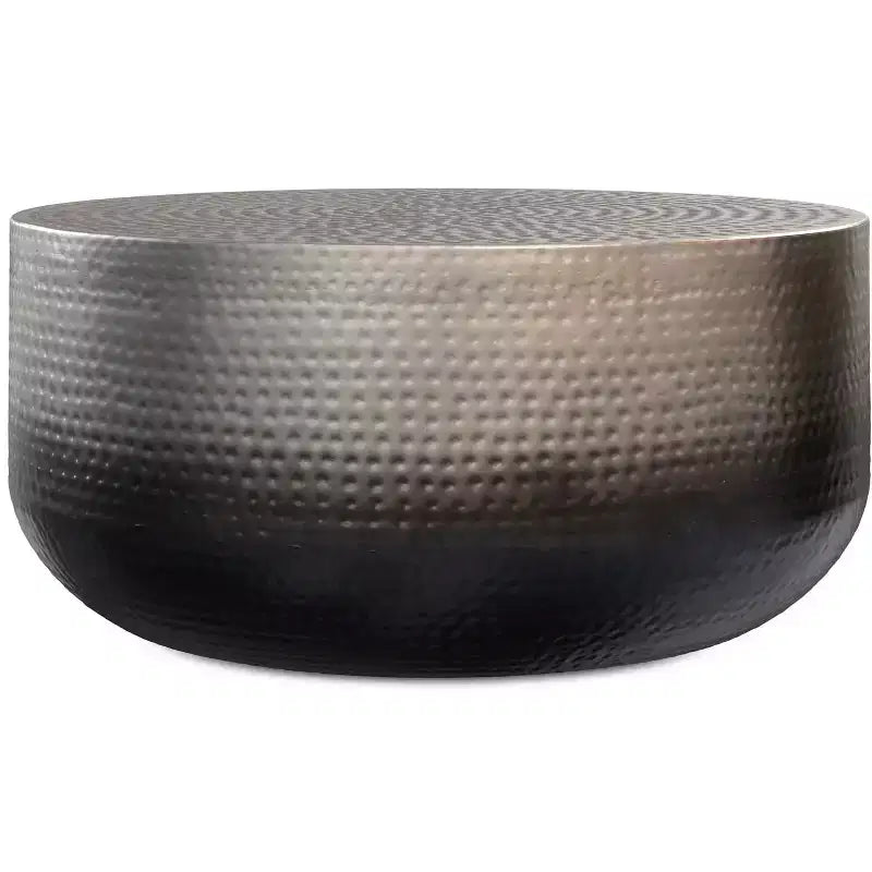 Table basse contemporaine Kacy en métal, 91 cm de large, en dégradé argenté, Assemblée