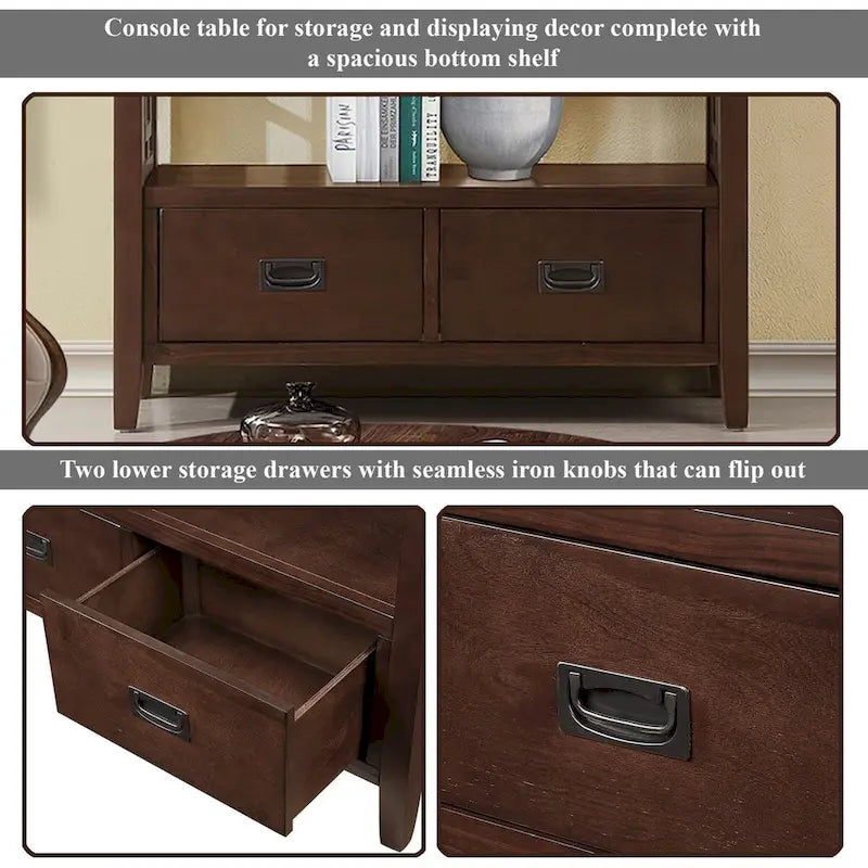 Console avec 4 tiroirs et une étagère de rangement