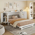 Buffet convertible avec lit escamotable et rangement dissimulé, lit mural moderne en bois tressé avec plateforme dissimulée, commode.
