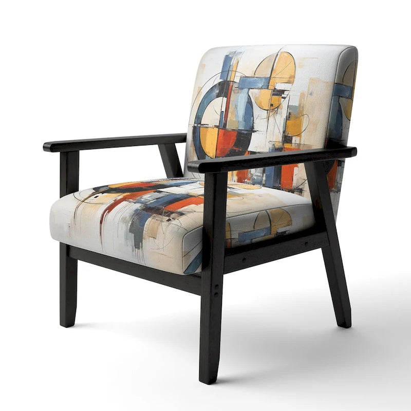 Fauteuil d'appoint rembourré et fauteuil moderne du milieu du siècle Designart Colorful Mid Century Abstract Fusion I