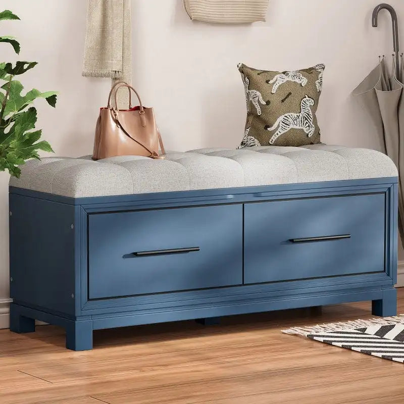 Banc à chaussures avec coussin amovible et rangement dissimulé pour l'organisation de l'entrée et du salon