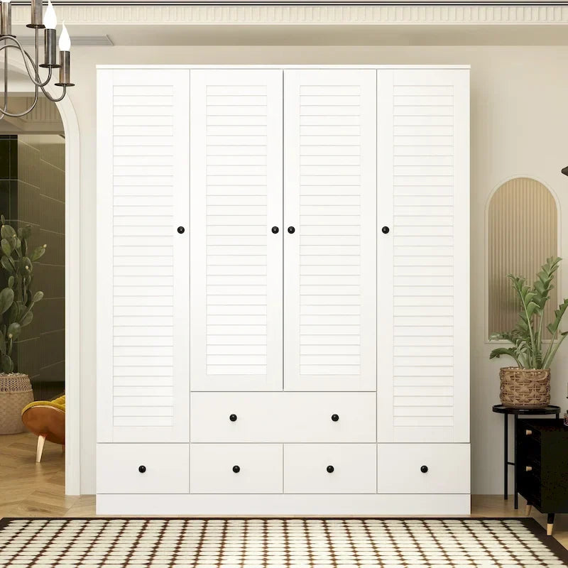 Armoire-penderie autoportante 59 po de large, grand format, blanche